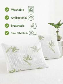 Made In Turkey - Aloe Vera Pillow 50x70 Cm – 100% Polyester Filling, Hypoallergenic & Breathable Sleep Pillow - White - View 2