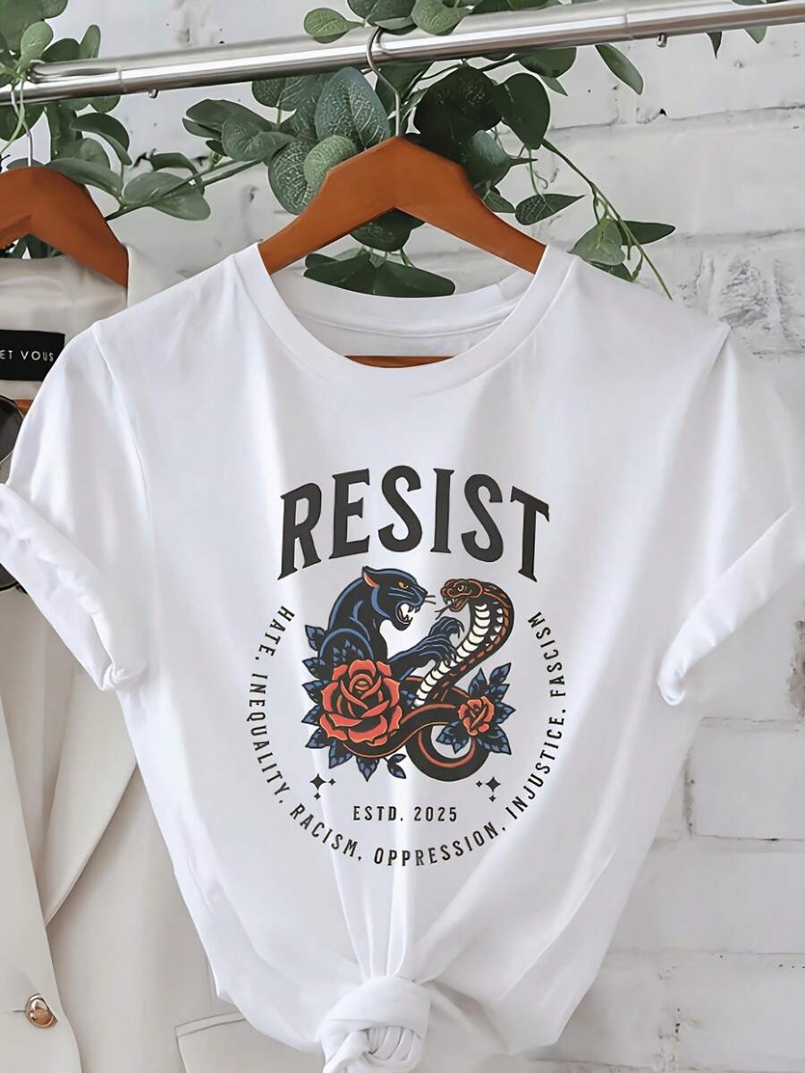 Talla Grande - Talla Grande - Top Blanco Oversize de Manga Corta con Diseño Gráfico, Perfecto para la Moda Casual Diaria
