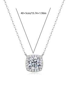1 chiếc dây chuyền bạc S925 đính đá Moissanite vuông 1.1CT, kiểu dáng sang trọng, thanh lịch, thích hợp đeo hàng ngày, đi làm, làm quà tặng, đám cưới, ngày Valentine. - Bạc - Xem 8