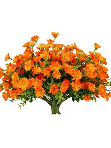 5pcs/3pcs Outdoor Artificial Daisy Flowers, UV-Resistant Plastic Fake Daisy Plants For Autumn Decor, Suitable For Home, Kitchen, Table Center, Artificial Flowers, Outdoor Floral Plants, Autumn Decor, UV-Resistant, Faux, Applicable For Planters, Front Door, Porch, Balcony, Window, Garden, Tabletop, Indoor Holiday Decoration (Orange) - Orange - View 6