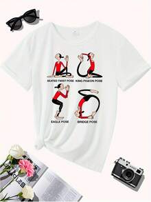 GiftGiftOlive Oyl, POSE, Yoga, Women's Summer Clothes, Cute Sets, Party Gifts, Affordable And Adorable, New Casual T-Shirts For Women 100% Soft Cotton - 白色 - 查看 5