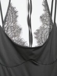 DEEKA Summer New Women's Fashion Sexy Contrast Lace Halter Bodysuit - Grey - View 6