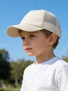 1pc Toddler Baseball Cap, Sun Protection, Baby Boy Baseball Cap, Adjustable Size, Mesh Baseball Cap, Children Outdoor Beach Sun Protection Hat - Beige - View 4