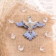 Rainbow Phoenix Brooch, Gold-Tone With Ombre Enamel & AB Rhinestone, Women's Fantasy Bird Pin For Coat, Scarf & Gift - Màu tím hoa cà - Xem 8