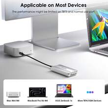 40Gbps USB4 NVMe SSD Enclosure,PCIe M.2 B+ Key For 2230/2242/2260/2280,Tool-Free External Case With Cooling Fan,Plug And Play For PC Laptop - Silver - View 9