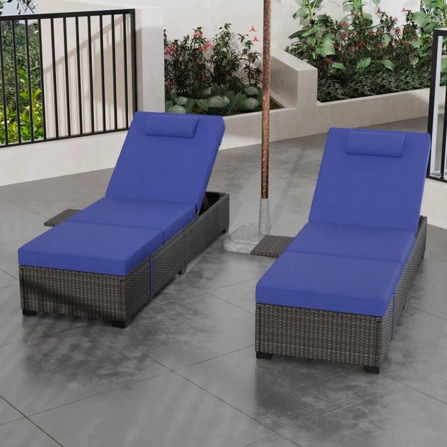Patio Lounge Chair & Swing Chair - Blue - View 1