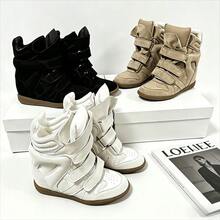 2026 New ISA Women's Sneakers, High-Top Skate Shoes & Casual Footwear With Hidden Height-Increasing And Round-Toe Design, Versatile For Daily Wear. - 棕色 - 查看 3