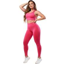 Combo Of 4 Sets Of Leggings, Gym Workout, Supplex Top And Pants A01 Plain - 黑-藏青-綠-粉 - 查看 2