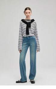 Women's Stylish Low Rise Straight Leg Jeans Loose Fit Wide Leg Casual Autumn Denim Pants - Blue Rating - View 1