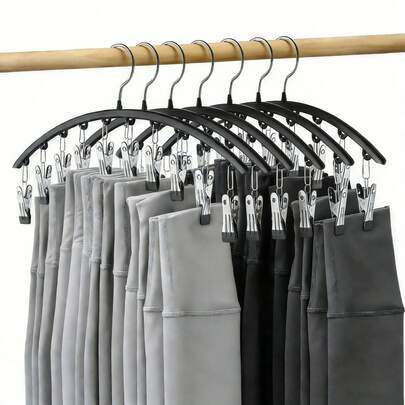 Space-Saving Stainless Steel Hanger With 10 Clips- Easy Install, Clothes Hangers For Cars Wall-Mounted Organizer For Yoga Pants, Leggings& Socks