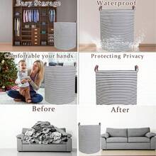 80L Waterproof Laundry Hamper In Family Leather Handle Laundry Basket In Dormitory Collapsible Laundry Bag In Nursery (91-Satisf - giỏ đựng quần áo gấp gọn-006 - Xem 3