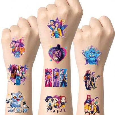 25 Sheets /1 Pack Hot High-End Cartoon Demon Hunting Stickers, K-Pop Colorful Anime Graffiti Creative Sticker Set Random Style