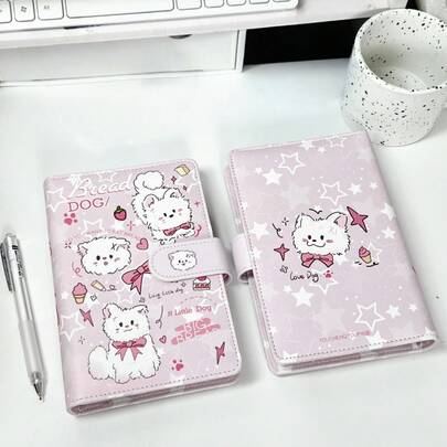 1 pieza Cuaderno de hojas sueltas A6, Cuaderno de hojas sueltas de cuero A6, Planificador rosa lindo, Organizador de moneda, Libro de pegatinas, Portarecibos, Cubierta de PU de alta calidad, Tamaño compacto, Portátil, Adecuado para estudiantes, trabajadores de oficina, etc.