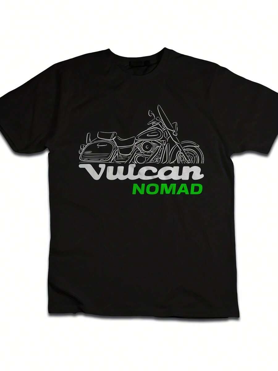 Unisex T-shirt i ren bomull, ungdoms-T-shirt för män vn1500 Vulcan 1500 1987-2008 Mini, 100%, klassisk stil, motorcykelinspirerad T-shirt för förare, sommar-T-shirt, blus, basplagg, kreativ design, utomhuslek, cool stil, rolig design, perfekt för utomhuslek. - Svart - Visa 1