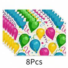 1pc Linen Birthday Theme Placemat, Breakfast Mat, Coffee Coaster, Bowl Pad, Birthday Party Decor, Kitchen Accessory, Easy Clean Dining Mat, Suitable For Home, Restaurant, Holiday Gift, Gift For Friends, Multi-Piece Set - Multicolor - View 18