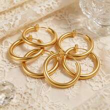 6 chiếc phụ kiện khuyên tai vòng bằng thép không gỉ 304 mạ vàng 18K, khuyên tai vòng mỏng không gây dị ứng, dụng cụ tự làm khuyên tai thủ công. - bông tai - Xem 2