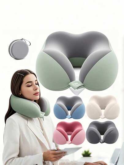 [2026 New Arrival Hot Selling] U-Shaped Memory Foam Neck Pillow With Storage Box, Multi-Functional Portable Travel Nap Pillow, Slow Rebound Neck Support Cushion, Office Siesta Essential, Airplane Travel Neck Pillow, Removable & Washable, Cervical Support, Slow Rebound Support, Travel Pillow