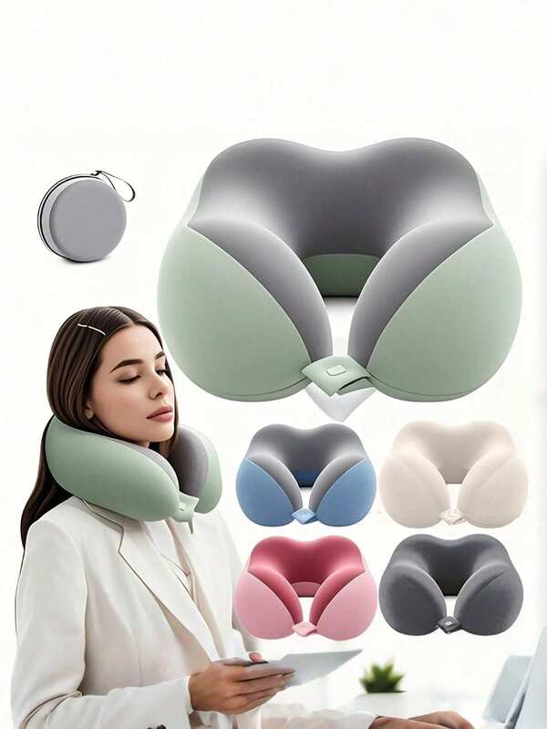 [2026 Nuevo Llegada talla grande Vendido] Almohada de Cuello de Espuma de Memoria con Forma de U con Caja de Almacenamiento, Almohada de Siesta de Viaje Multifuncional y Portátil, Cojín de Apoyo de Cuello de Rebote Lento, Esencial de Siesta de Oficina, Almohada de Cuello de Viaje de Avión, Extraíble y Lavable, Soporte Cervical, Soporte de Rebote Lento, Almohada de Viaje