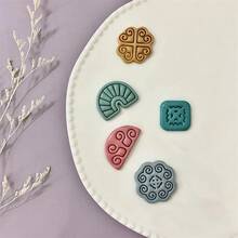 Auspicious Patterns Asymmetric Figure Shaped Vacation Style Clay Molds Clay Cutting Molds For Earring Jewelry Making Clay Tools - White - View 3