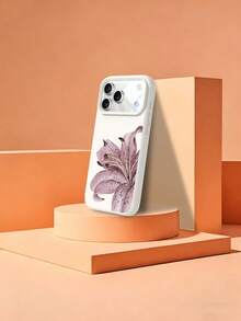 1pc Minimalist Purple Lily Flower Pattern Phone Case, Liquid Silicone Large Hole Shockproof Compatible With Samsung S25, 17/17pro - Multicolor - View 6