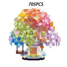 705片樱花树屋积木，多种颜色可选，手工DIY组装玩具，浪漫童话花屋，适合成人减压，桌面装饰，情人节和生日礼物 - 彩色 - 查看 6