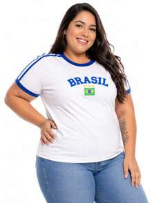 Women's Embroidered Brazil Shirt – Regular Fit, Casual Look, No River - 白色 - 查看 2
