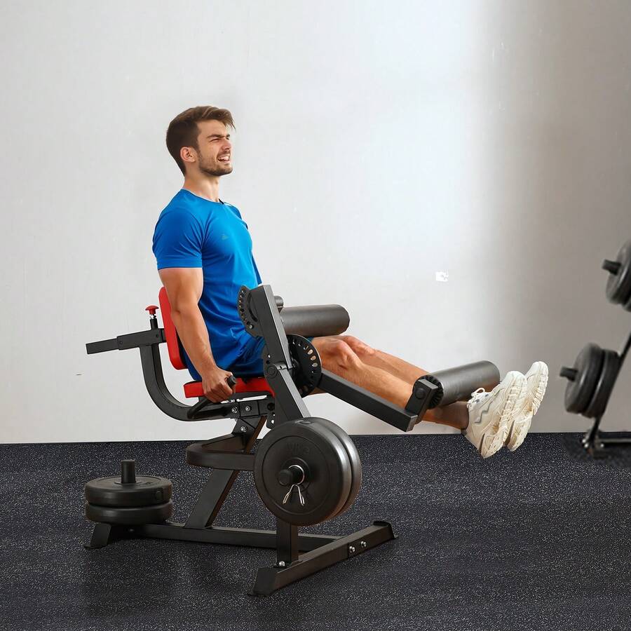 sitzende Beinstrecker und Curl-Maschine Trainingsgerät Beinpresse Beintrainer (317 kg belatbar), verstellbare Bein-Trainingsbank, Bein-Drehstrecker Krafttrainingsgerät für Heim-Fitnessstudio - Sitzende Schulterpresse, nicht klappbar, Multifunktionstraining - Übersicht 1
