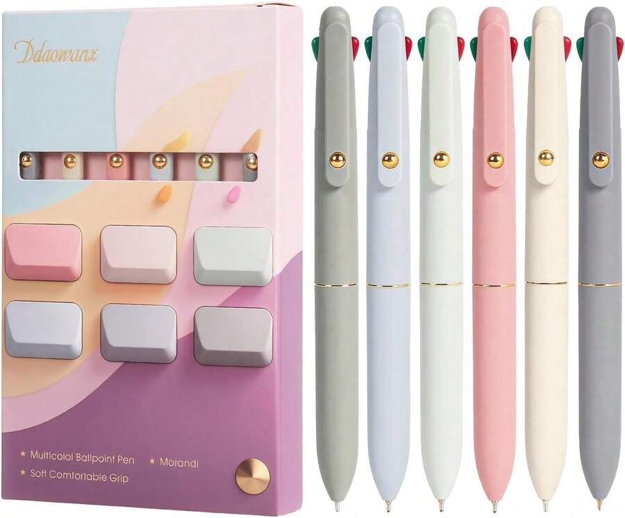 Ddaowanx Multicolor Pens, 4-In-1 Colored Ballpoint Pen 0.5mm Fine Point Smooth Writing,Nurse Accessories For Work,Gifts For Teen Girls,6-Count - ColorC - 查看 1