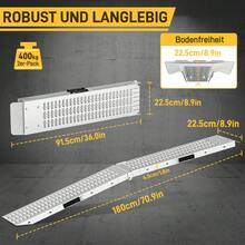 YUENFONG 2 x Faltbare Alu Auffahrrampe Klappbar Faltbare Rampe Verladerampen Motorradrampe Verladeschiene Verladerampe Auffahrschiene, 400 kg/Paar Traglast - 1 - Übersicht 2