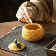 Lemon Ashtray With Lid, Designed In A Cute Fruit Shape, 2 Pieces Set (1 Base+1 Lid), Made Of Resin, Smoke Proof, Perfect For Use In Homes, Offices, Restaurants, Shops, And Public Areas, Suitable As A Gift - Ashtray - View 2