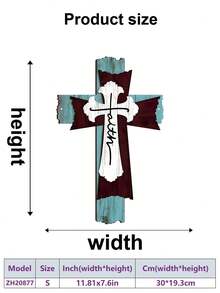 1 pieza Decoración de cruz de metal, colgante de pared de madera falsa, adecuado para decoración interior de sala de estar, cocina, baño, dormitorio, decoración de jardín exterior, cerca, estilo rústico, decoración del hogar, Navidad, Halloween, Pascua, artesanía religiosa - Multicolor - Ver 3