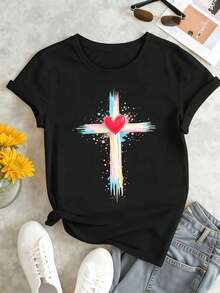 Dam-T-shirts - Svart - Visa 1