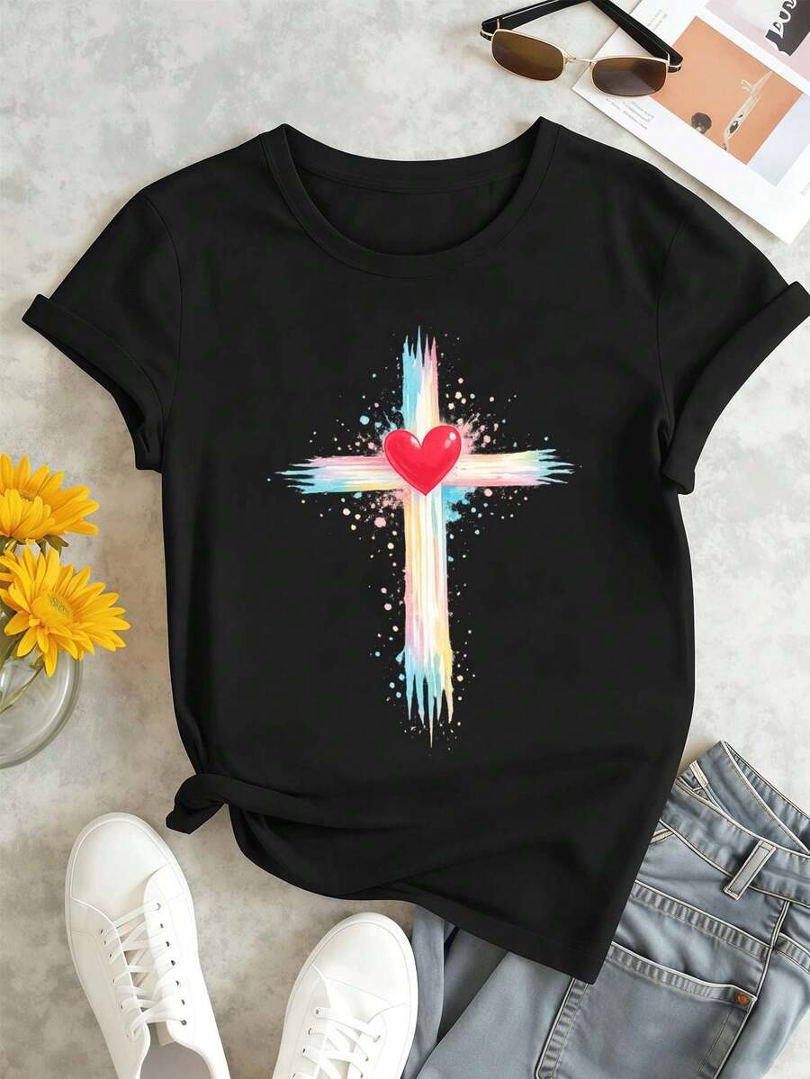 Dam-T-shirts - Svart - Visa 1