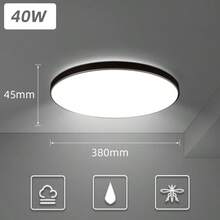 Lampu Plafon LED Ultra Tipis 5cm, Putih Dingin/3 Warna, Pilihan Daya 30/40/50W, Lampu Panel Plafon Bulat, Pencahayaan Atas Ruangan Terang, Perlengkapan Pencahayaan Dekorasi Rumah Putih Murni Cocok Untuk Kamar Mandi/Kamar Tidur/Ruang Tamu/Ruang Belajar/Lemari/Dapur/Lorong/Ruang Ganti/Rumah Sewa/Ruangan Kecil, Pilih Ukuran yang Sesuai Berdasarkan Kebutuhan Penggunaan - Hitam - View 14