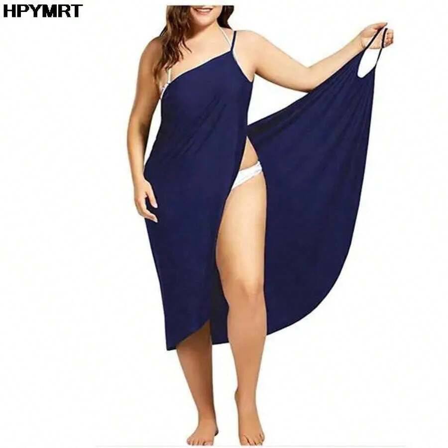Vestido de mujer con tirantes, falda para la playa, velo cubierto, urdimbre Paleo, traje de baño cruzado sin espalda, camiseta sin mangas 2K para mujer, ropa para mujer - azul real - Ver 1