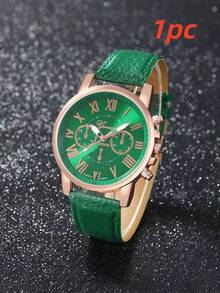14pcs Women's Watch Set, PU Leather Material, Fashion Minimalist Three-Eye Roman Numeral Quartz Watch Set, Wristwatch, Party Wedding Gift, Beach Vacation Valentine's Day Gift - Rose Gold - View 11