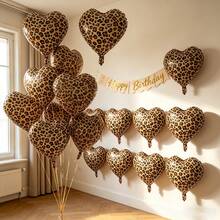 18 Inch Leopard Print Heart Shaped Foil Balloon, Suitable For Wedding, Bachelorette Party, Birthday, Holiday Decoration - Multicolor - View 3
