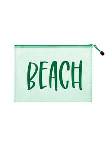 防水時尚沙灘包，印有「Beach Please」彩色圖案，大容量透明化妝包配尼龍拉鍊 - 輕量、春夏收納、耐用，適合游泳、沙灘、潛水和夏季度假、返校使用，輕量防曬收納包，適合送給朋友、家人、閨蜜、同學。生日、節日、派對、婚禮（伴娘）、郵輪必備，夏季度假禮物 - 彩色 - 查看 17