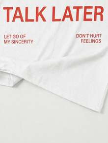男士夏季休閒派對健身背心 無袖寬肩帶「We'll Talk Later」字母背印 紅色文字 - 白色 - 查看 10