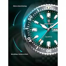 POEDAGAR Casual Sports Men's Stainless Steel Quartz Watch, Waterproof For Daily Use, Date Display, Sturdy And Durable - màu đen - Xem 8