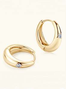 ConiiW Đôi bông tai bạc 925 đính đá Moissanite tròn, thời trang, tối giản, cá tính và thanh lịch, thiết kế tinh tế, đa năng và chất lượng cao, món quà lý tưởng dành cho nam giới tặng nữ giới. - Vàng - Xem 6