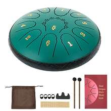 VEVOR Steel Tongue Drum, 16.5cm 11 Notes Rain Drum For Outside Garden, D Major Musical Drums With Music Book & Mallets, Percussion Instrument For Meditation Yoga Beginner Musical Education, Green - Steel Tongue Drum, 6 Inch, 11 Notes, D Major, Green - 查看 8