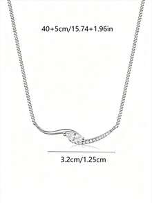 1 chiếc vòng cổ bạc S925 đính đá Moissanite 0.3CT, kiểu dáng sóng nhẹ, dây chuyền xương đòn thanh lịch tối giản, trang sức thủ công dành cho nữ, quà tặng cưới, thời trang cho ngày Valentine và cả trang phục công sở thường ngày. - Bạc - Xem 7