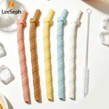 5pcs Reusable Silicone Straws, Includes 1 Cleaning Brush, 7.48 Inches Long, 0.2 Inches Wide, Soft & Bendable Premium Silicone Straws Suitable For Bubble Tea, Beverages, Juices - View 9