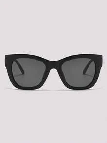 Visivana Black Square Plastic Retro Sunglasses, Classic Style For Outdoor, Travel, Beach, Casual Wear, Summer Sun Protection, Driving, UV Protection Unisex Sunglasses - Black - View 1