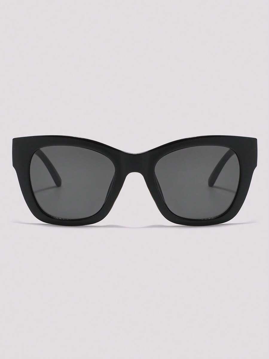 Visivana Black Square Plastic Retro Sunglasses, Classic Style For Outdoor, Travel, Beach, Casual Wear, Summer Sun Protection, Driving, UV Protection Unisex Sunglasses - Black - View 1