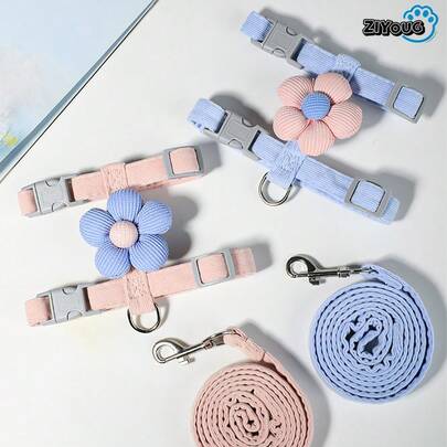 1 chiếc dây dắt thú cưng kiểu I có thể điều chỉnh, khóa an toàn, họa tiết mèo hoa hoạt hình dễ thương, phù hợp cho chó nhỏ, bộ dây đeo thoải mái và nhẹ cho thú cưng sử dụng ngoài trời.