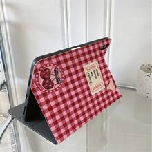 1 chiếc bao da máy tính bảng họa tiết kẻ caro hồng hình quả anh đào và trái tim, có chân đế xoay đa góc và khe cắm bút cảm ứng, tương thích với iPad Air 13 (M3 2025)/ Air 11 (M3 2025)/ 11 (A16 2025), Galaxy Tab S10+/S9/A9, Pad, MatePad, Pad, Honor Pad, Xiaoxin Pad - Nhiều màu - Xem 7