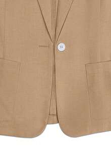 Blazer ligero de verano con cuello de contraste, uso casual/laboral, de 3/4 de manga para mujer - Caqui - Ver 3
