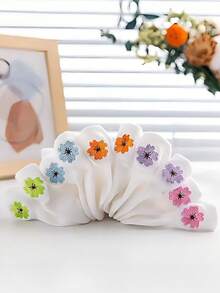1/5 par damers båtsockor med ögleform för öronen, slumpmässig blombroderi och enfärgad design, mode för vår/sommar, mjuka, bekväma, andningsbara, avslappnade och mångsidiga, lämpliga för daglig användning - Multifärgad - Visa 2